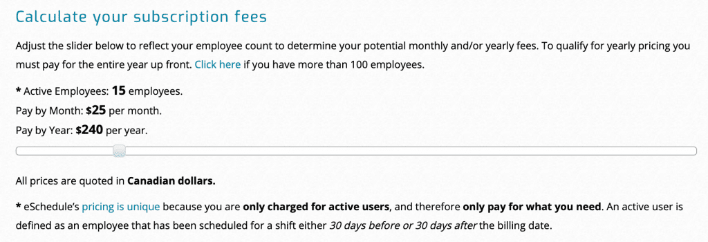 eschedule pricing page