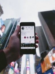 Smartphone showing instagram on screen
