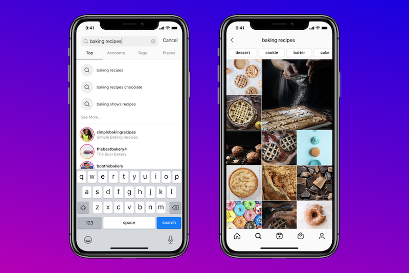 Instagram lets users search by keywords