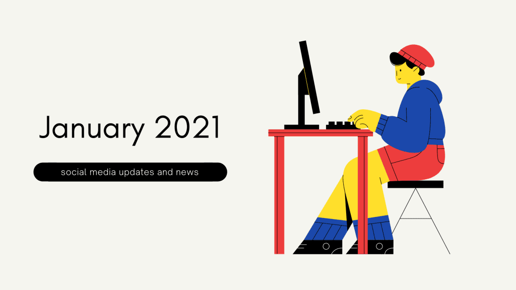 January 2021 social media updates and news flat design